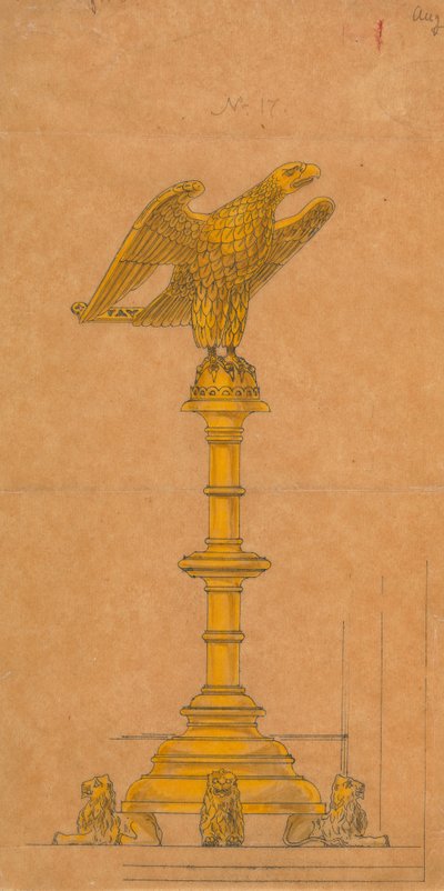 Designs eseguiti per Jones e Willis, produttori di mobili per chiese in metallo e legno di Birmingham e Londra da George Edmund Street