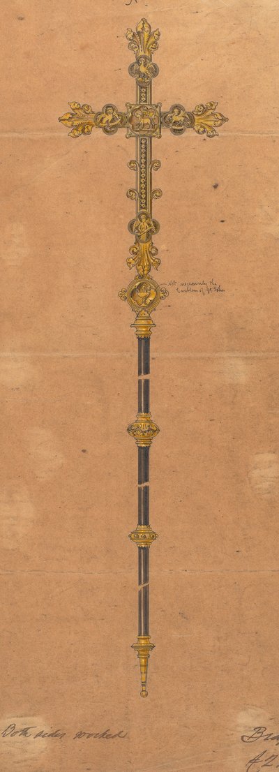 Design eseguiti per Jones e Willis, lavoratori in metallo e legno e produttori di mobili per chiese di Birmingham e Londra da George Edmund Street