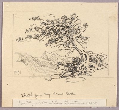 Bozzetto per biglietto di Natale (Windswept Pine [n. 1]) da George Elbert Burr