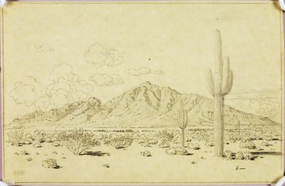 Senza titolo (disegno di trasferimento per Camelback Mountain, Phoenix) da George Elbert Burr