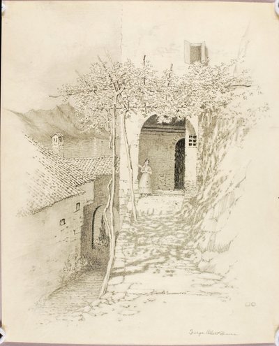 Senza titolo (disegno a trasferimento per Strada del villaggio, Lago di Lugano, Italia [n. 1]) da George Elbert Burr
