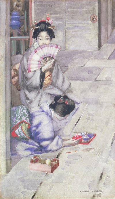 Geisha che beve tè da George F. Henry