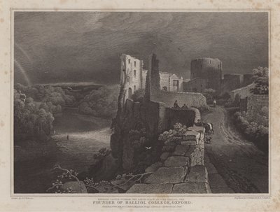 Castello di Barnard, Durham, luogo di nascita di John Balliol, fondatore del Balliol College, Oxford da George Fennel (after) Robson