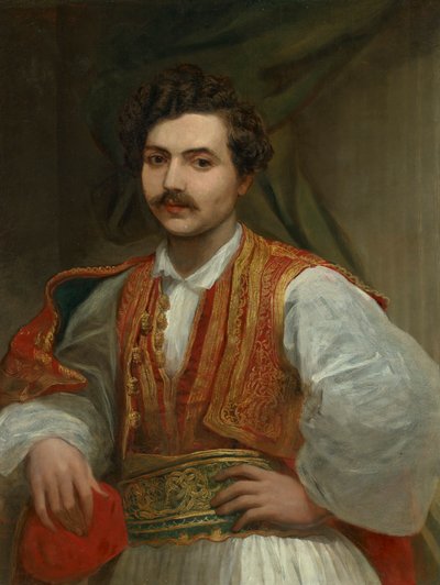 Ritratto di Nicolas Ionides (1815-1873), a mezzo busto, in costume greco da George Frederic Watts