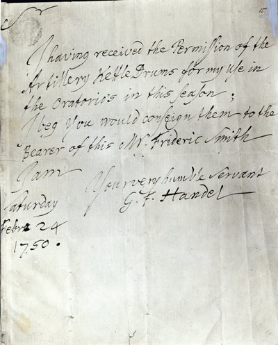 Lettera di George Frederick Handel datata 24 febbraio 1750 da George Frederick Handel