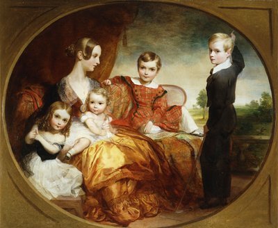 Ritratto di gruppo di una signora con i suoi quattro figli su una terrazza, 1843 da George Frederick Watts