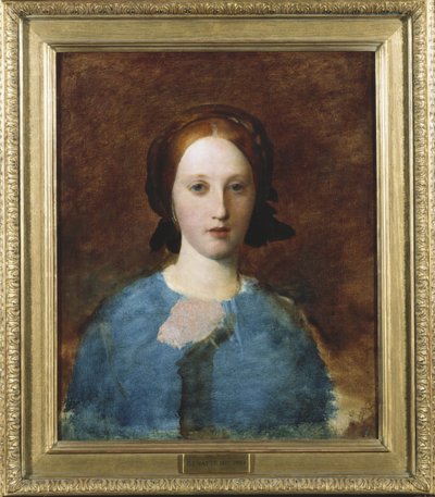 Ritratto di Mrs. Prescott Decie, busto, in un vestito blu - uno schizzo da George Frederick Watts