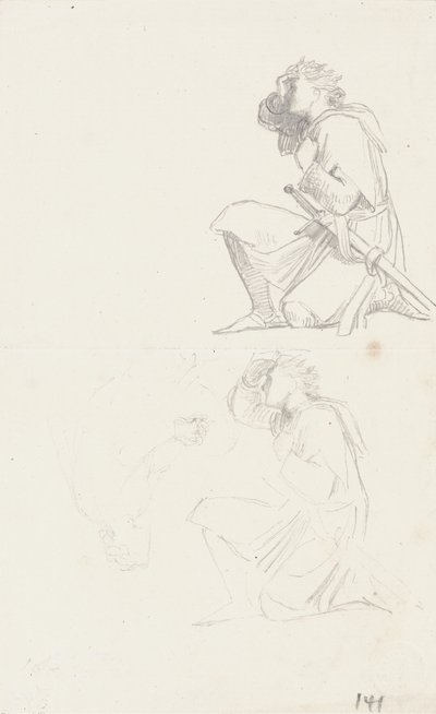 Studi di un cavaliere inginocchiato da George Frederick Watts