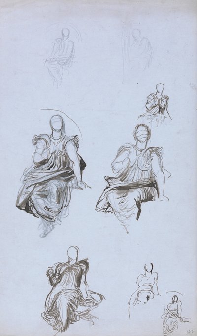 Studi di una figura seduta con un libro da George Frederick Watts