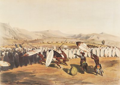 Re Mpande che rivede le sue truppe a Nonduengu da George French Angas