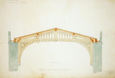 New College Oxford: Progetto per il nuovo tetto della sala da George Gilbert Scott