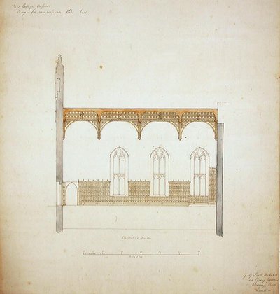 New College Oxford: Progetto per il tetto della nuova sala da George Gilbert Scott