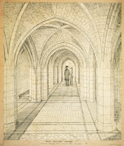 Nuovo College Oxford: Passaggio Proposto dagli Edifici Vecchi ai Nuovi da George Gilbert Scott