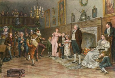 Interno della Sala Ancestrale dello Scudiero: Mummers di Campagna che Offrono un Intrattenimento Natalizio da George Goodwin Kilburne