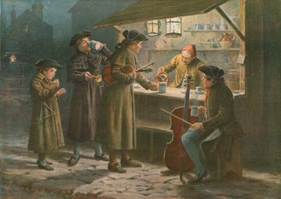 I Cantori di Natale che si Ristorano a un Chiosco Notturno da George Goodwin Kilburne