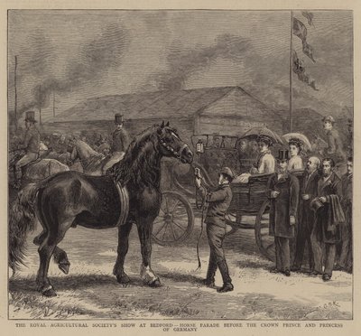 Mostra della Royal Agricultural Society a Bedford, parata dei cavalli davanti al principe e alla principessa di Germania da George Goodwin Kilburne