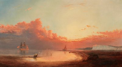 Navigazione al largo della costa inglese, tramonto da George Gregory