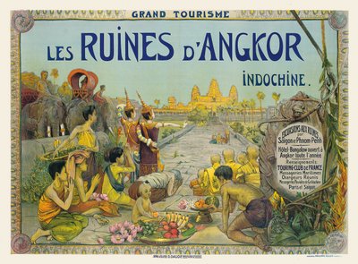 Poster francese che pubblicizza i Templi di Angkor in Indocina da George Groslier