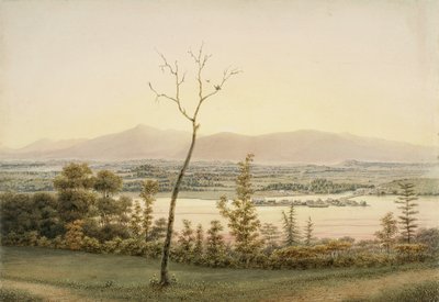 Crepuscolo precoce, Kaatskill Catskill Landing e Montagne dalla riva est dell