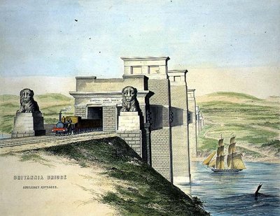 Ponte Britannia, ingresso di Anglesey, inciso dall