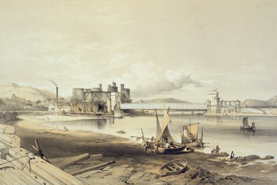 Ponte di Conway, costruzione del secondo tubo, settembre 1848, inciso dall
