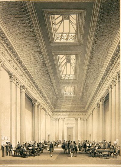 Interno della Hall of Commerce, Threadneedle Street, Londra, c.1850 da George Hawkins