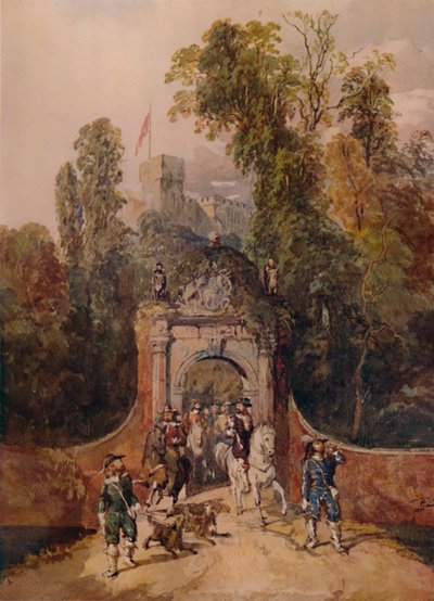 Una festa di falconeria in partenza, XIX secolo, 1935 da George Haydock Dodgson