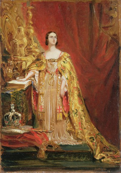 La regina Vittoria (1819-1901) che presta il giuramento di incoronazione, 28 giugno 1838 da George Hayter