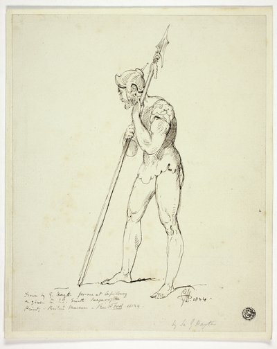 Uomo in Armatura in Piedi con Lancia da George Hayter
