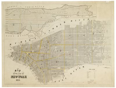 Mappa della città di New York, 1854 (incisione) da George Hayward