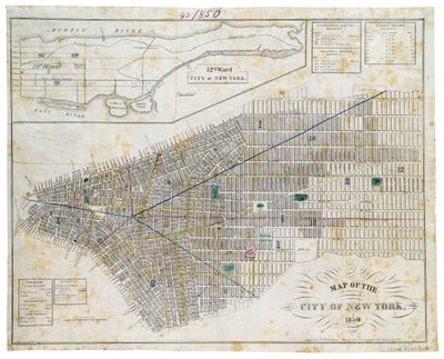 Mappa della città di New York, 1850 da George Hayward