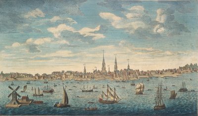 Vista prospettica orientale della città di Filadelfia, nella provincia della Pennsylvania, in Nord America: presa dalla riva del Jersey da George Heap