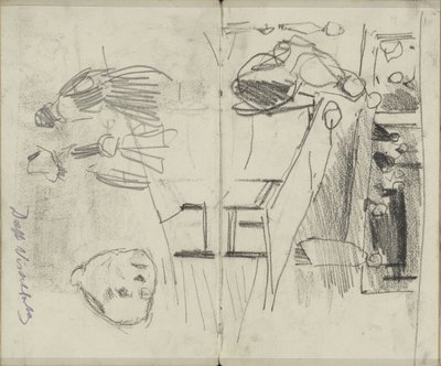 Figure nel mercato del pesce a Delft e studi di figure da George Hendrik Breitner