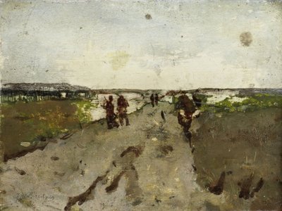 Paesaggio vicino a Waalsdorp, con soldati in manovra da George Hendrik Breitner