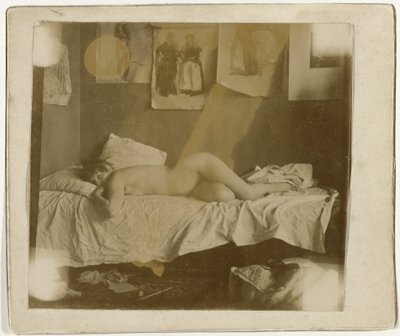 Marie Jordan nuda sdraiata su un letto da George Hendrik Breitner