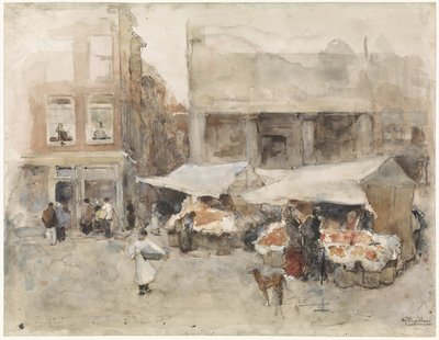 Mercato con bancarelle di fiori da George Hendrik Breitner