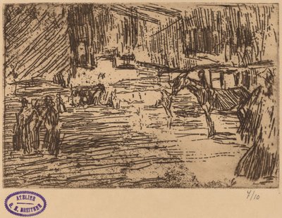 Scena con cavalli in piedi nel ruscello da George Hendrik Breitner