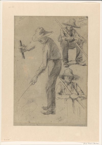 Foglio di schizzi con studi di un giardiniere da George Hendrik Breitner