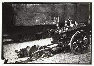 Cane da tiro attaccato a un carro con barili da George Hendrik Breitner