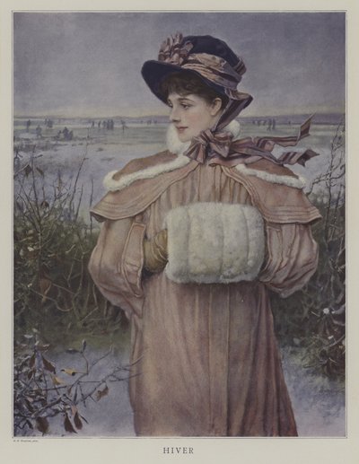 Inverno (litografia a colori) da George Henry (after) Boughton