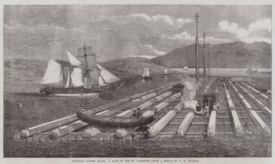 Commercio del legname canadese, una zattera sul San Lorenzo da George Henry Andrews