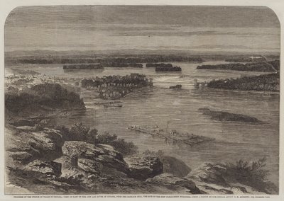 Progresso del Principe di Galles in Canada, vista di parte della città e del fiume di Ottawa, dalla Barrack Hill, il sito dei nuovi edifici del Parlamento da George Henry Andrews