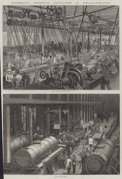 Fabbrica di Locomotive di Stephenson a Newcastle-on-Tyne da George Henry Andrews