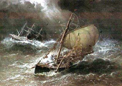 Tempesta nel Mare del Nord, con Smack & Barque da George Henry Andrews