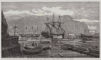 Il commercio del legname canadese, insenature di legname a Quebec da George Henry Andrews