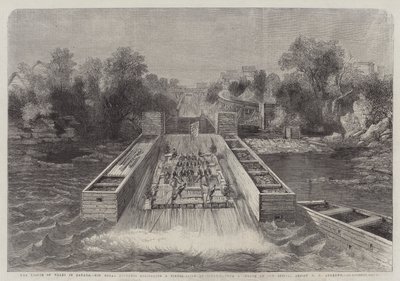 Il Principe di Galles in Canada, Sua Altezza Reale discende una scivolata di legname a Ottawa da George Henry Andrews