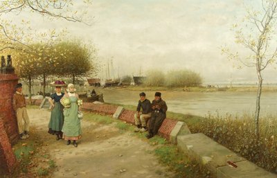 Uno scambio di complimenti - Muiden, Olanda settentrionale, c.1881 da George Henry Boughton
