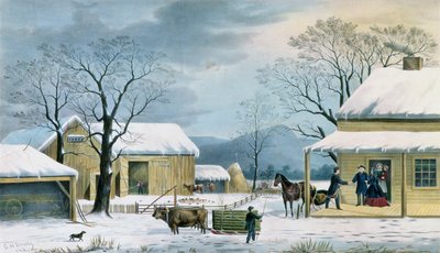 Ritorno per il Ringraziamento, inciso da J. Schulfer, pub. da Currier e Ives, 1867 da George Henry Durrie