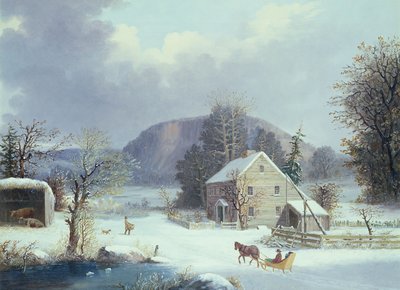 Fattoria del New England su una strada invernale, 1854 da George Henry Durrie
