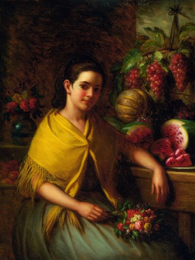 Ragazza con Natura Morta di Anguria e Uva da George Henry Hall